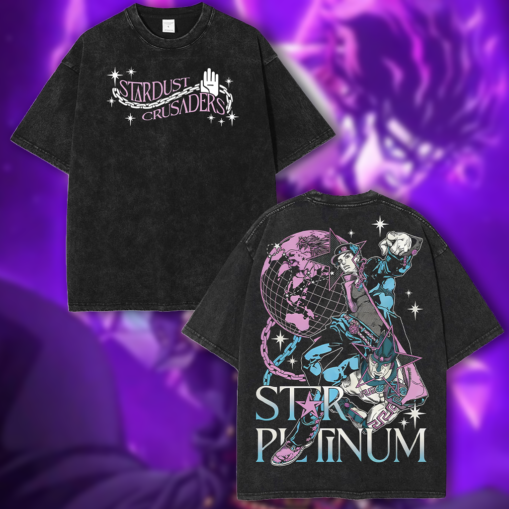 Retro Vintage Jotaro Kujo Washed Cotton T-Shirt