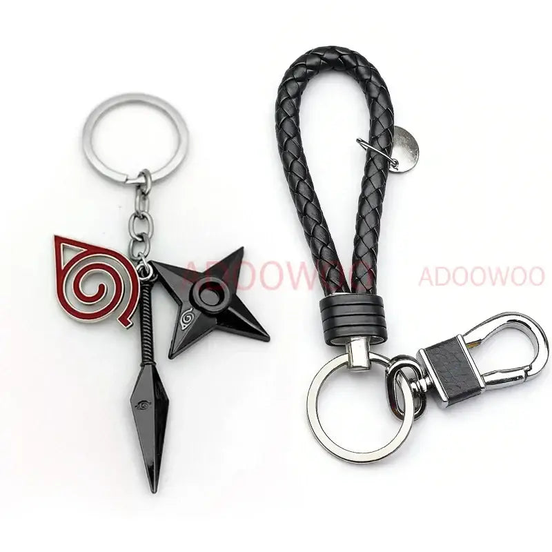 Naruto Akatsuki Alloy Keychain – Red Cloud Leather Rope