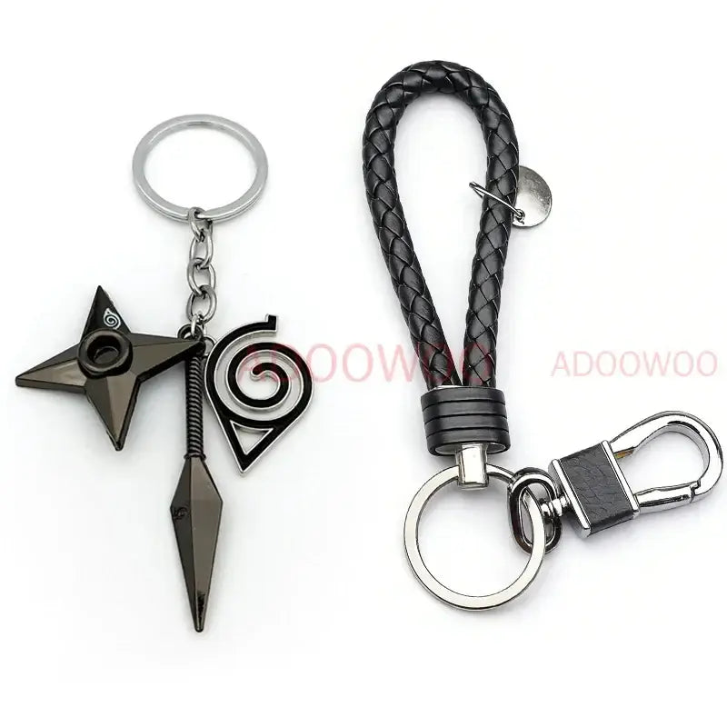 Naruto Akatsuki Alloy Keychain – Red Cloud Leather Rope