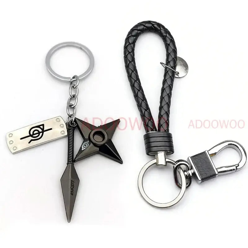 Naruto Akatsuki Alloy Keychain – Red Cloud Leather Rope
