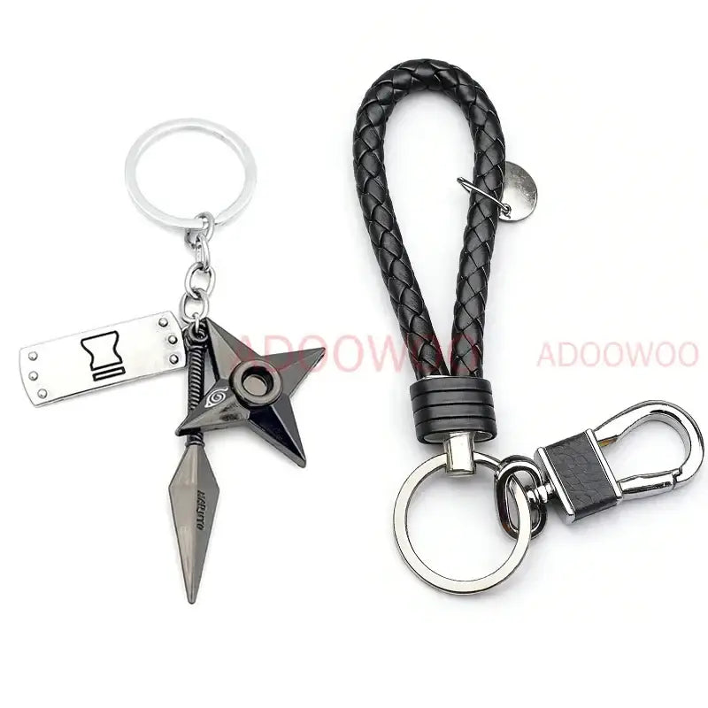 Naruto Akatsuki Alloy Keychain – Red Cloud Leather Rope