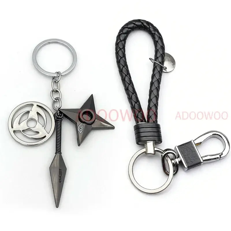 Naruto Akatsuki Alloy Keychain – Red Cloud Leather Rope