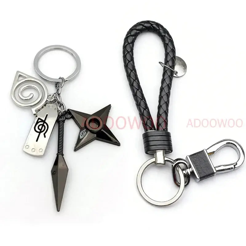 Naruto Akatsuki Alloy Keychain – Red Cloud Leather Rope