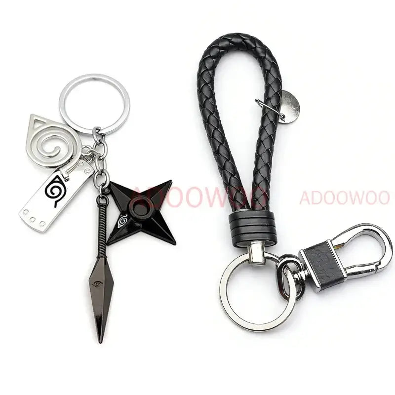 Naruto Akatsuki Alloy Keychain – Red Cloud Leather Rope