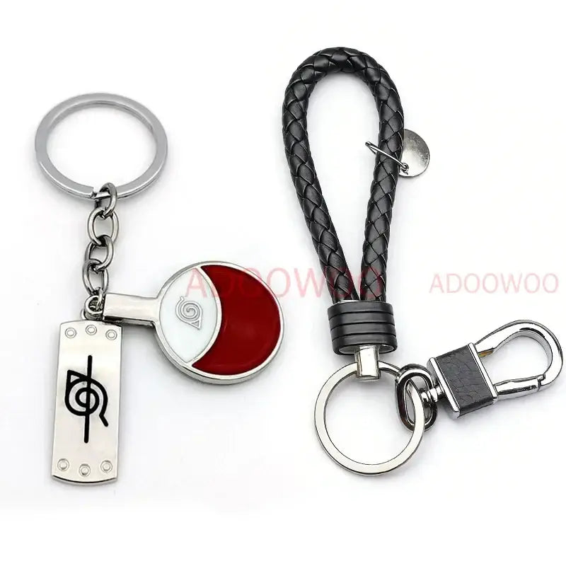 Naruto Akatsuki Alloy Keychain – Red Cloud Leather Rope