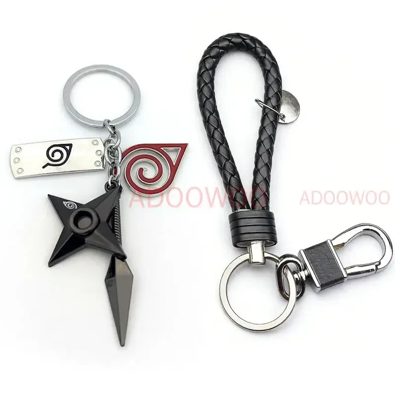Naruto Akatsuki Alloy Keychain – Red Cloud Leather Rope