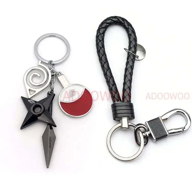 Naruto Akatsuki Alloy Keychain – Red Cloud Leather Rope