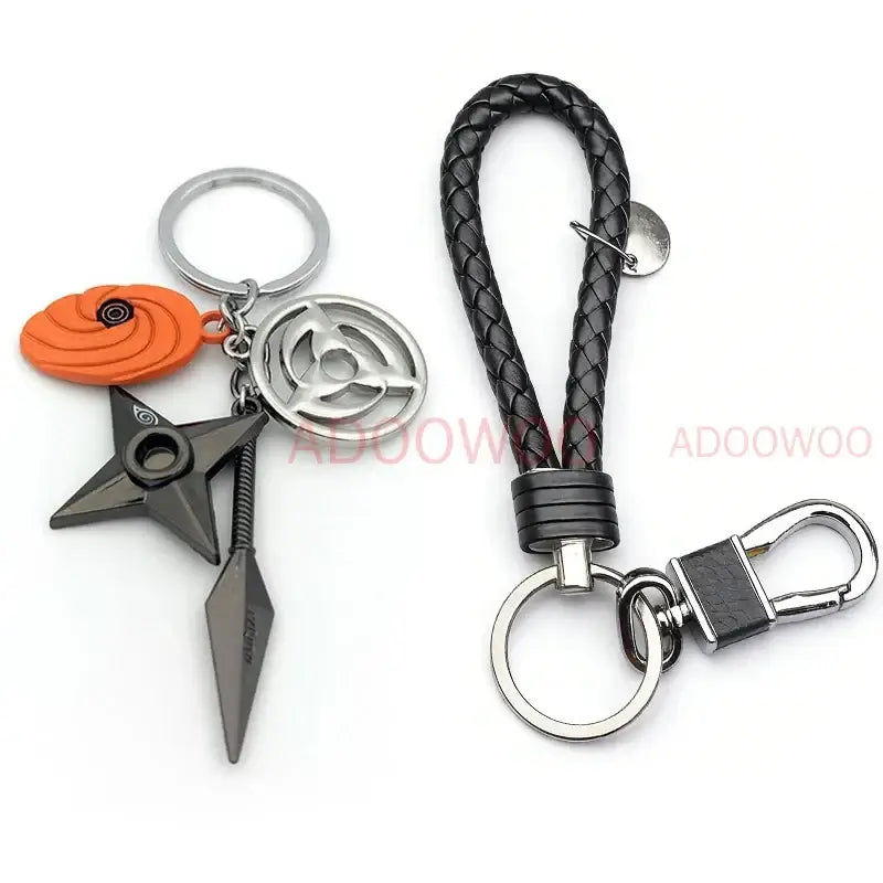 Naruto Akatsuki Alloy Keychain – Red Cloud Leather Rope