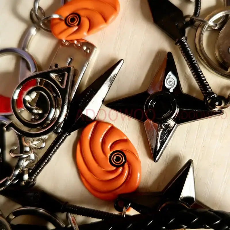 Naruto Akatsuki Alloy Keychain – Red Cloud Leather Rope