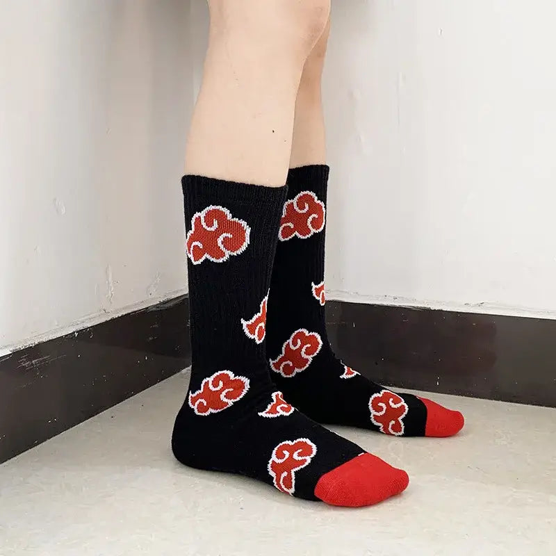 Naruto Akatsuki Long Socks – Elastic Cotton Crew Style