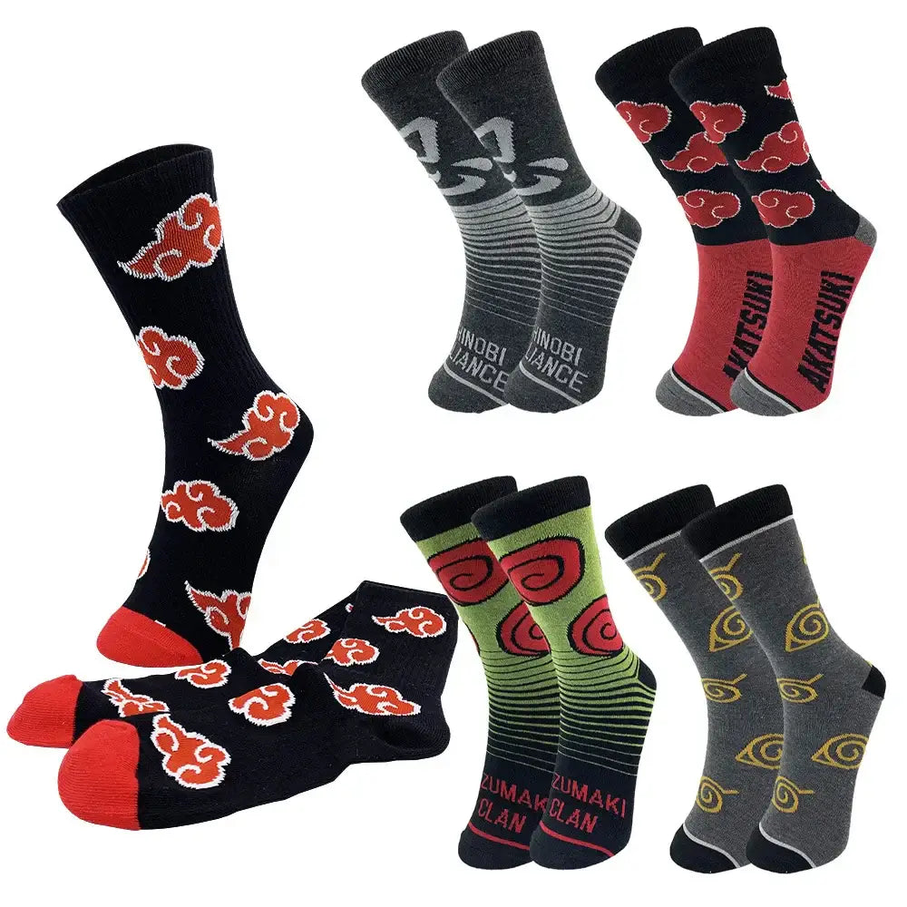 Naruto Akatsuki Long Socks – Elastic Cotton Crew Style