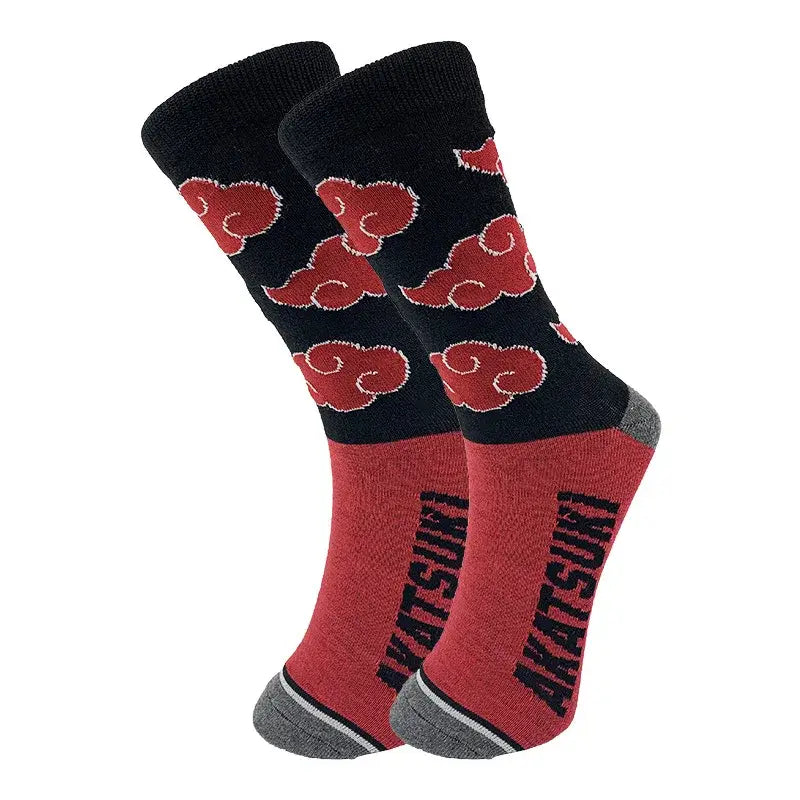 Naruto Akatsuki Long Socks – Elastic Cotton Crew Style