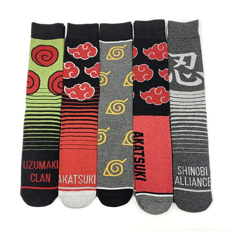 Naruto Akatsuki Long Socks – Elastic Cotton Crew Style
