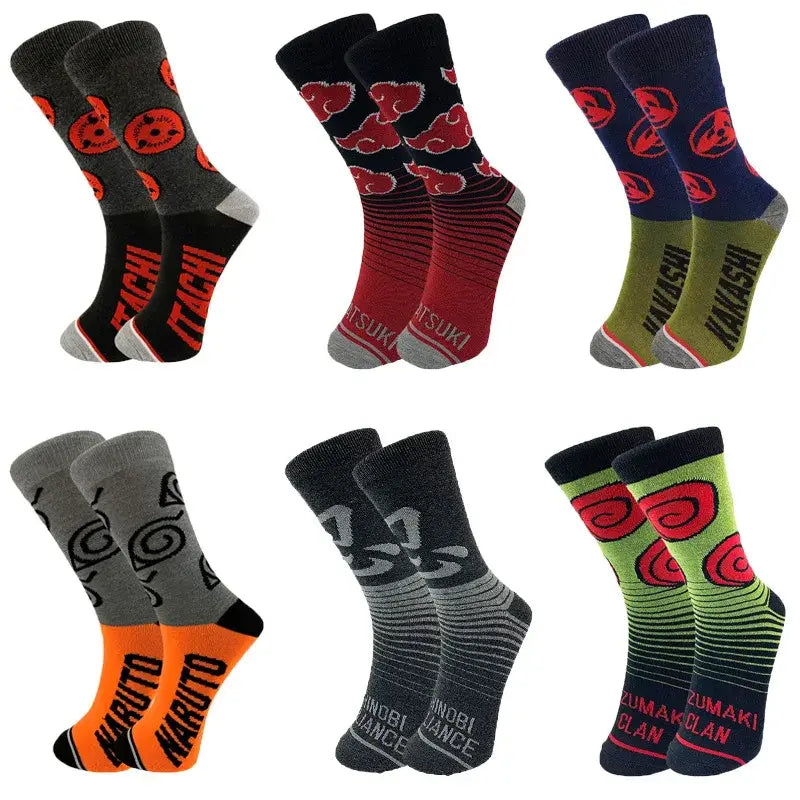 Naruto Akatsuki Long Socks – Elastic Cotton Crew Style