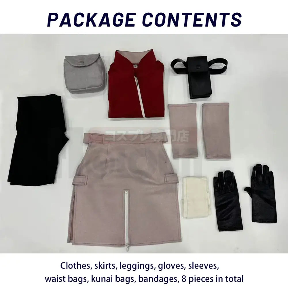 Naruto Haruno Sakura Cosplay Set – Top Skirt Shorts