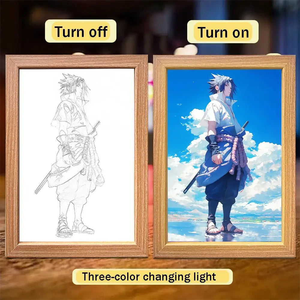 Naruto Sasuke LED Light Painting Frame – Moon Night Light