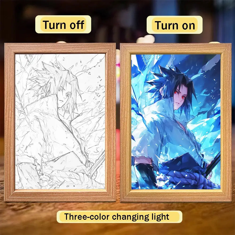Naruto Sasuke LED Light Painting Frame – Moon Night Light