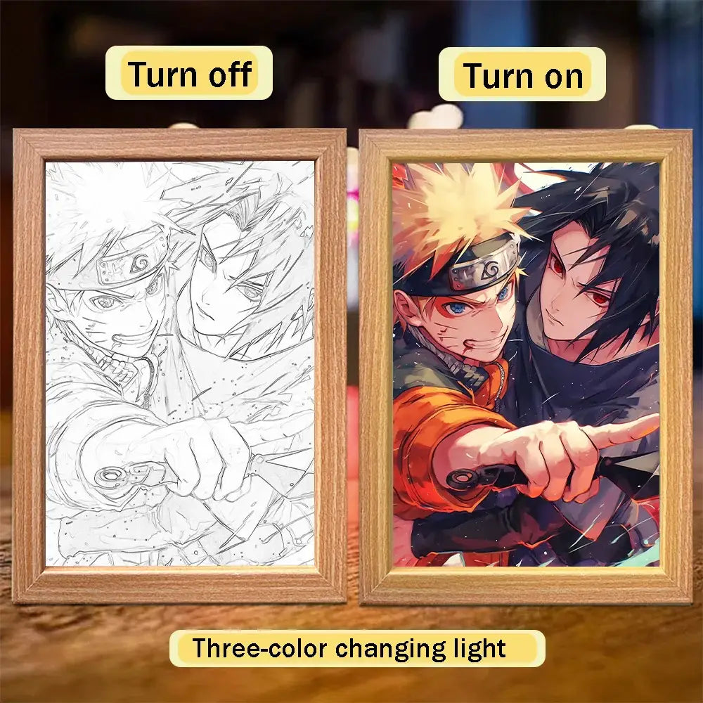 Naruto Sasuke LED Light Painting Frame – Moon Night Light
