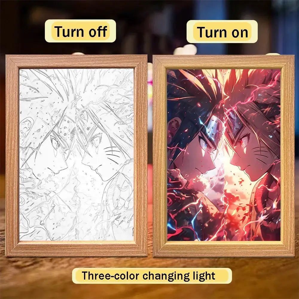 Naruto Sasuke LED Light Painting Frame – Moon Night Light