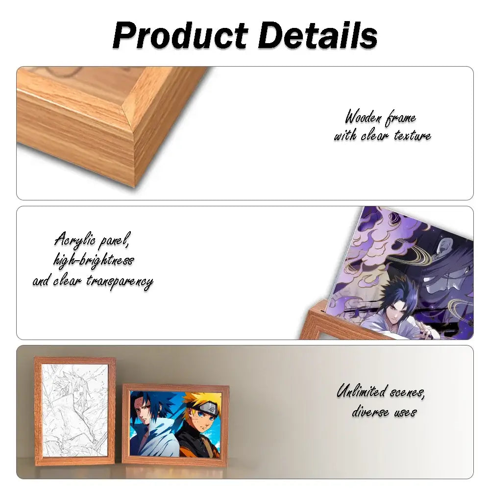 Naruto Sasuke LED Light Painting Frame – Moon Night Light