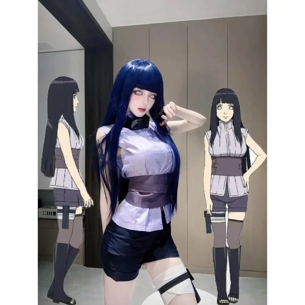 Naruto Shippuden Hinata Hyuga Cosplay Set – Shirt Pants Belt