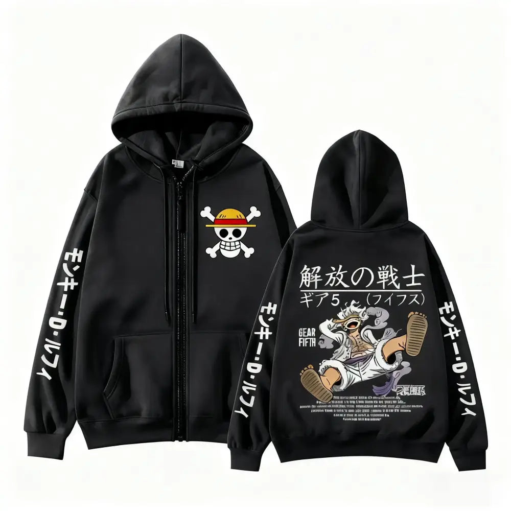 One Piece Monkey D. Luffy Zip Up Hoodie – Gear 5 Print