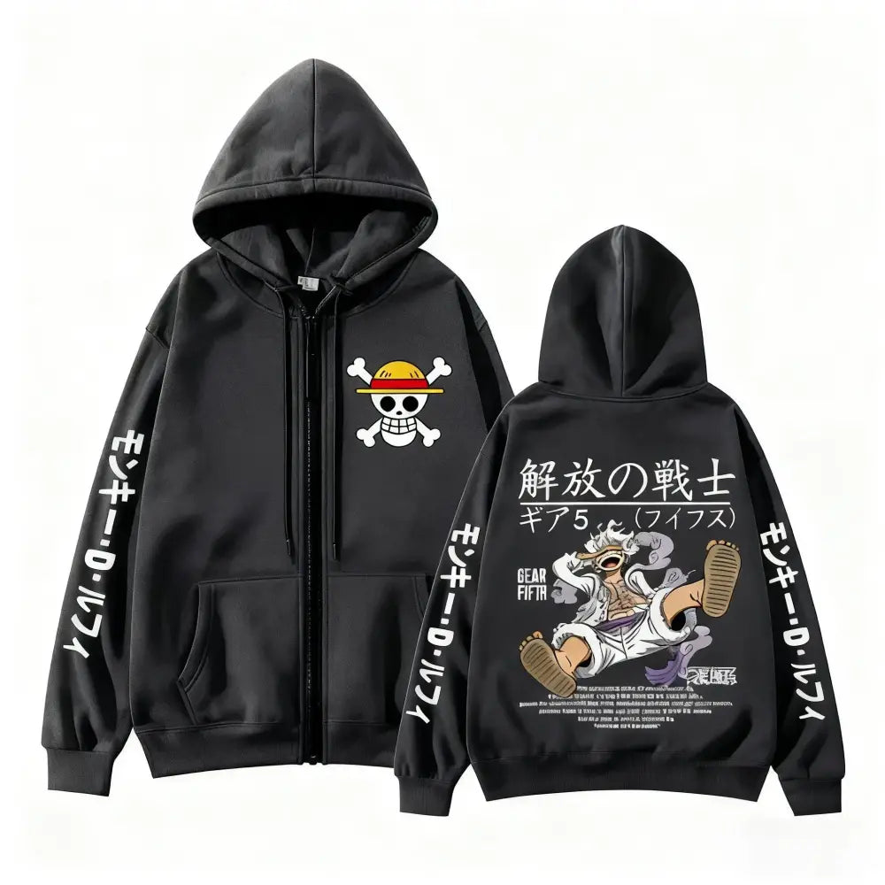 One Piece Monkey D. Luffy Zip Up Hoodie – Gear 5 Print