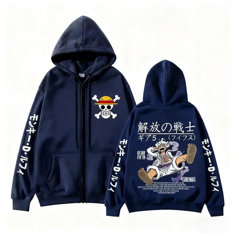 One Piece Monkey D. Luffy Zip Up Hoodie – Gear 5 Print