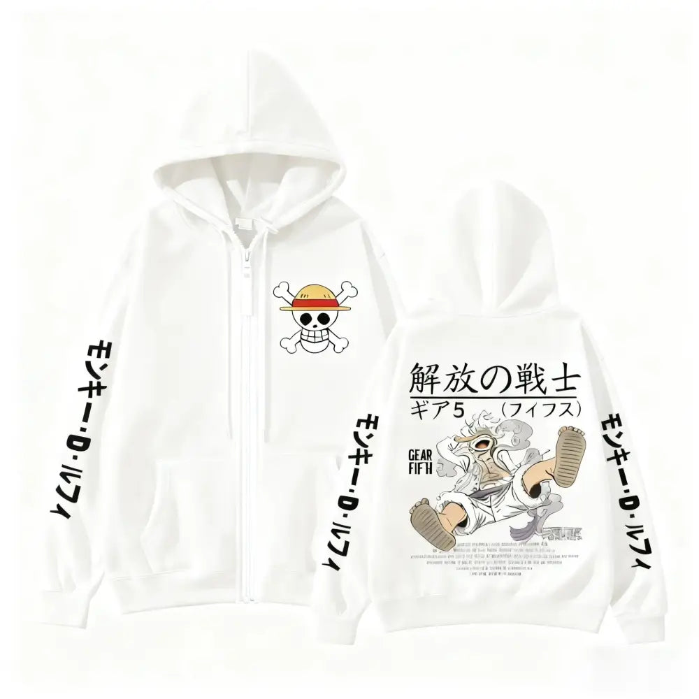 One Piece Monkey D. Luffy Zip Up Hoodie – Gear 5 Print