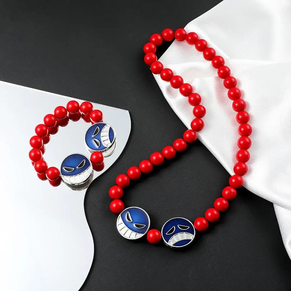 One Piece Portgas D. Ace Beads Bracelet – Red Anime Jewelry