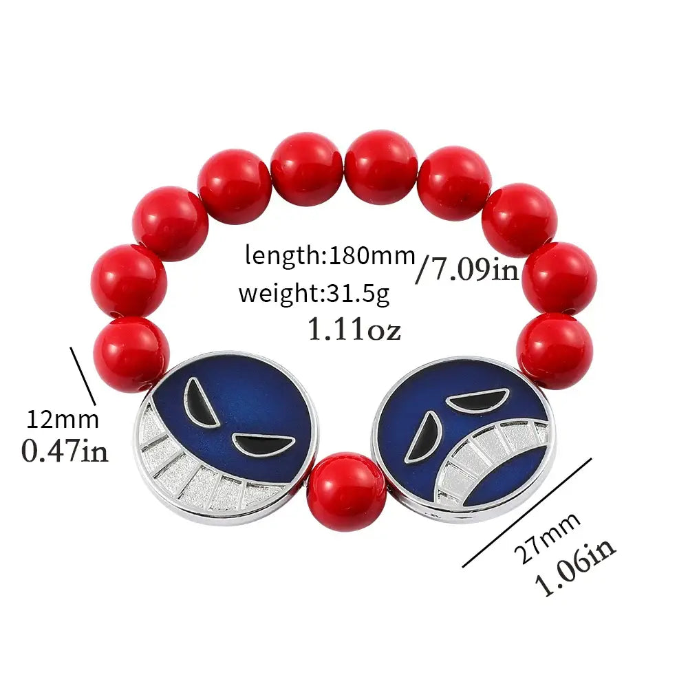 One Piece Portgas D. Ace Beads Bracelet – Red Anime Jewelry