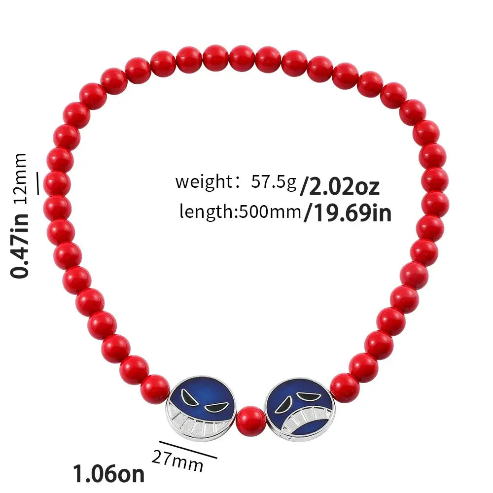 One Piece Portgas D. Ace Beads Bracelet – Red Anime Jewelry