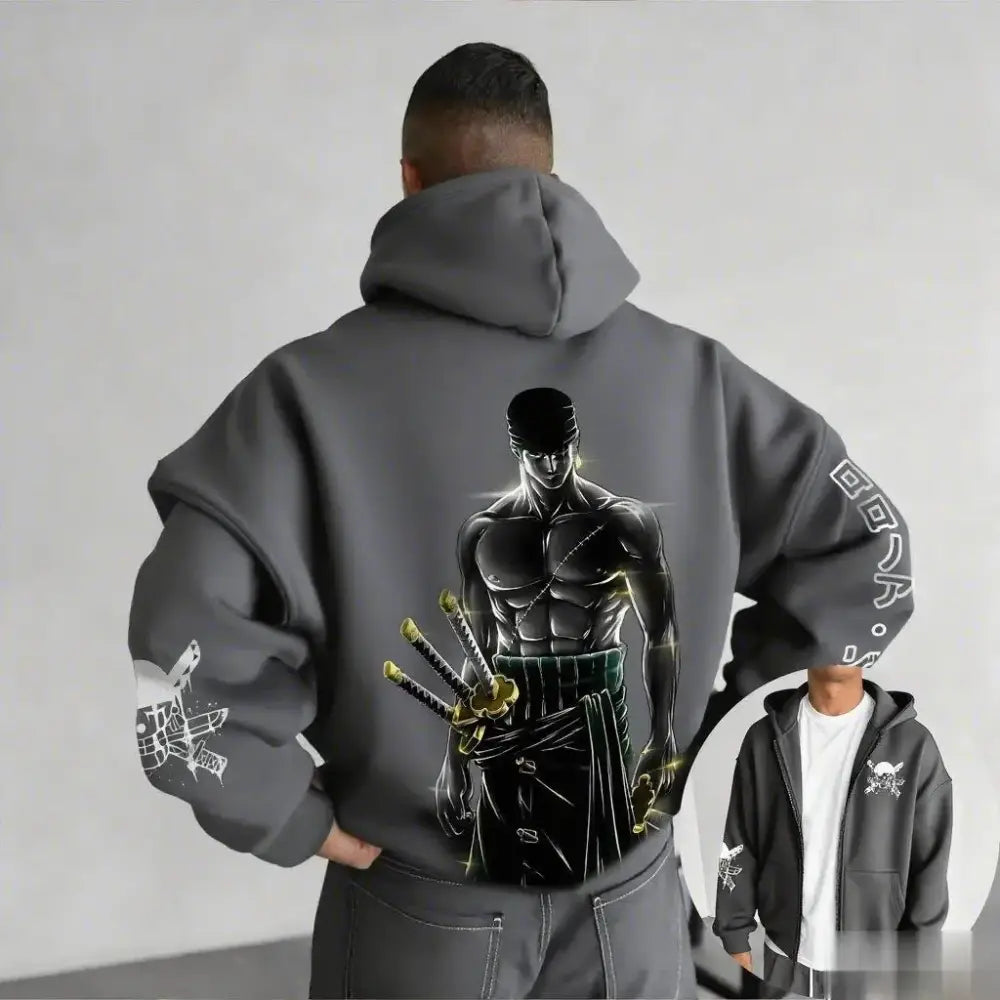 One Piece Zoro Oversized Zipper Hoodie – Vintage Streetwear