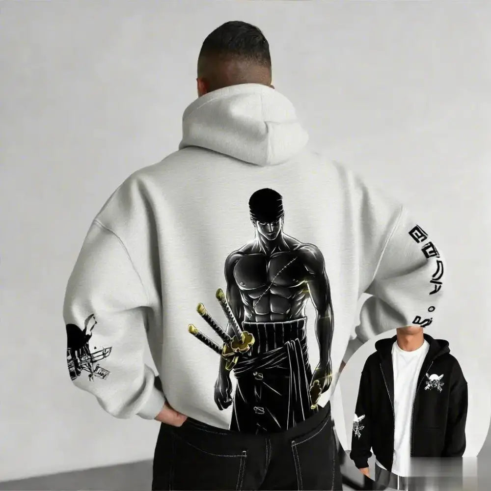 One Piece Zoro Oversized Zipper Hoodie – Vintage Streetwear