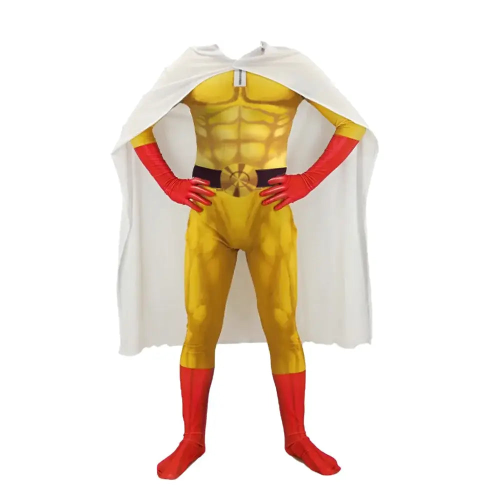 One Punch Man Saitama Cosplay Bodysuit – With Cloak
