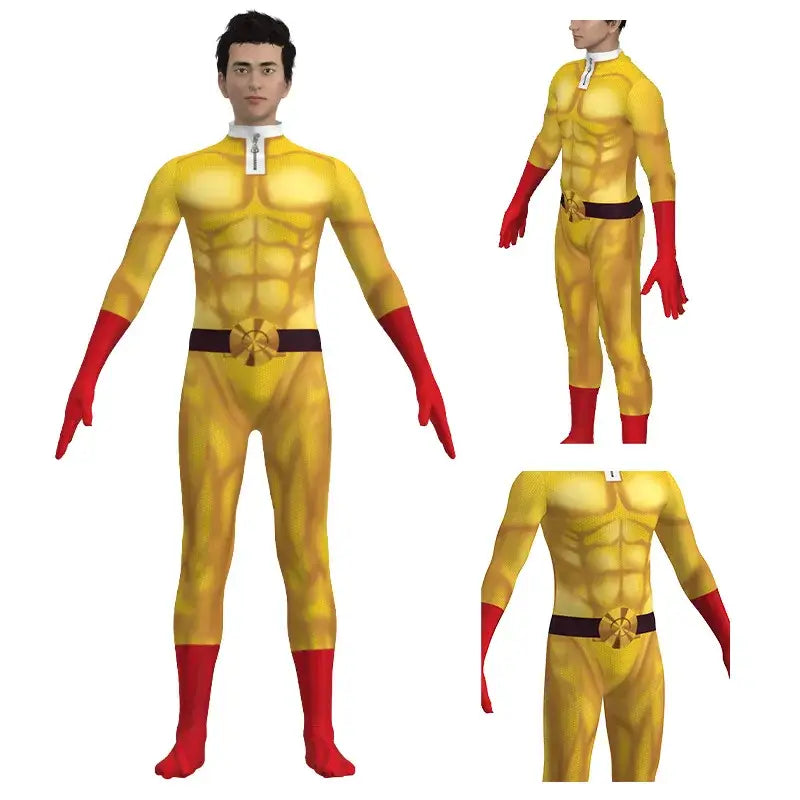 One Punch Man Saitama Cosplay Bodysuit – With Cloak