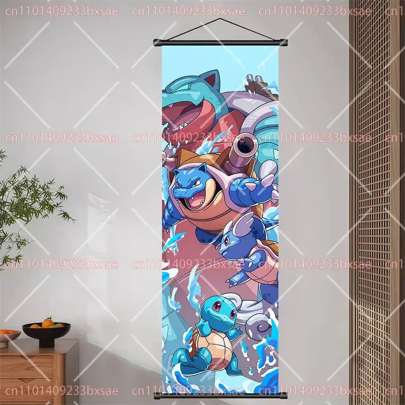 Pokemon Pikachu Eevee Charizard Scroll Painting – Wall Decor