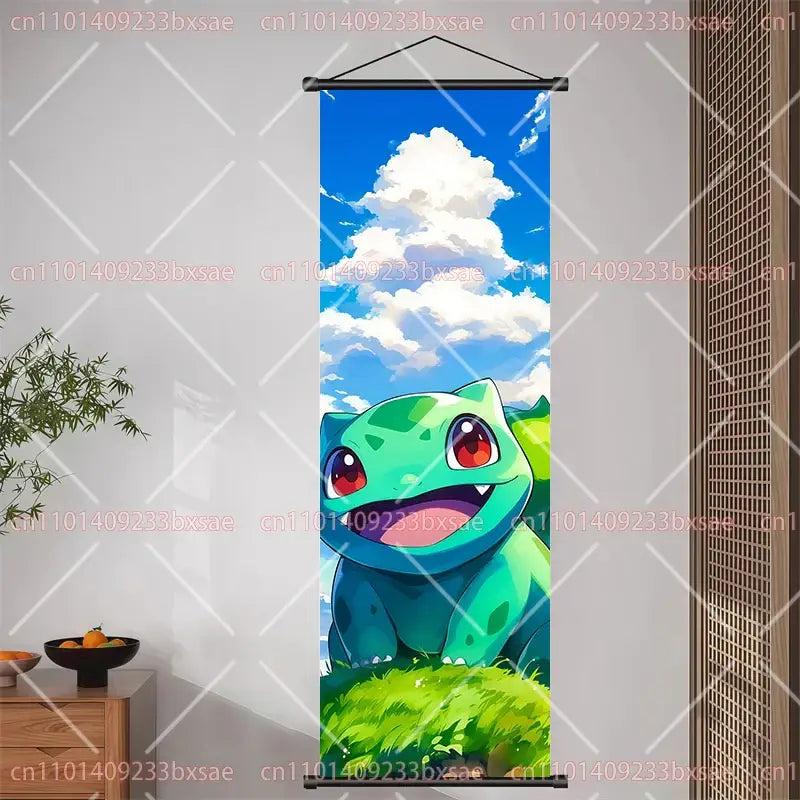 Pokemon Pikachu Eevee Charizard Scroll Painting – Wall Decor