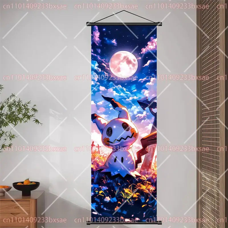 Pokemon Pikachu Eevee Charizard Scroll Painting – Wall Decor