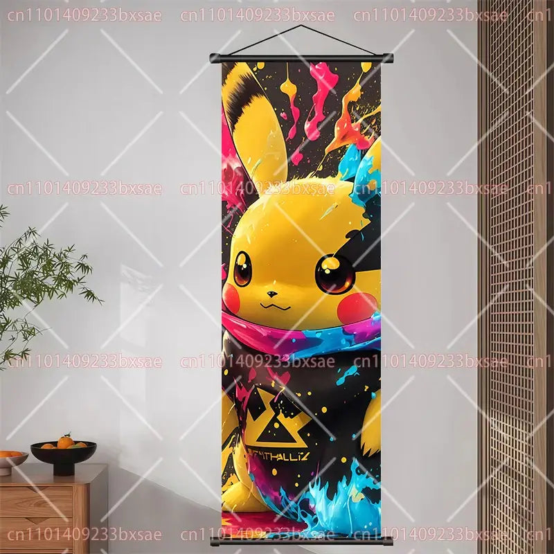 Pokemon Pikachu Eevee Charizard Scroll Painting – Wall Decor