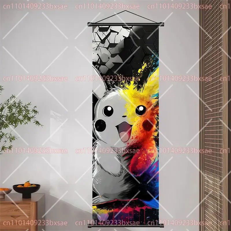 Pokemon Pikachu Eevee Charizard Scroll Painting – Wall Decor