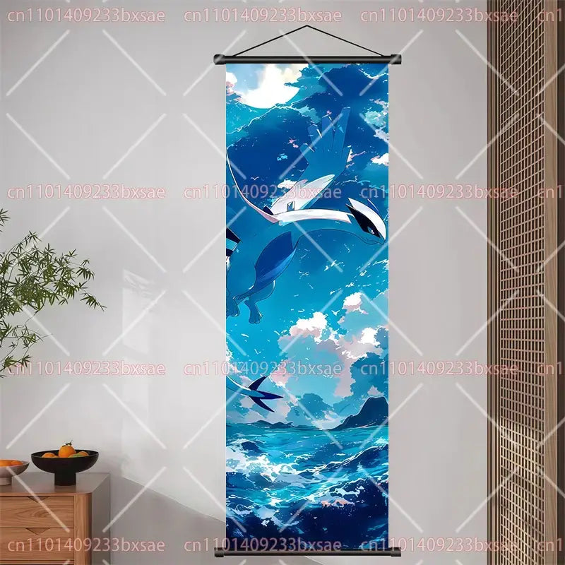 Pokemon Pikachu Eevee Charizard Scroll Painting – Wall Decor