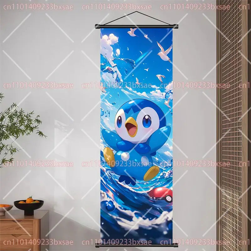 Pokemon Pikachu Eevee Charizard Scroll Painting – Wall Decor