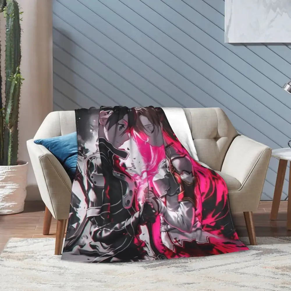 Sword Art Online Kirito Asuna Throw Blanket – Soft Fleece