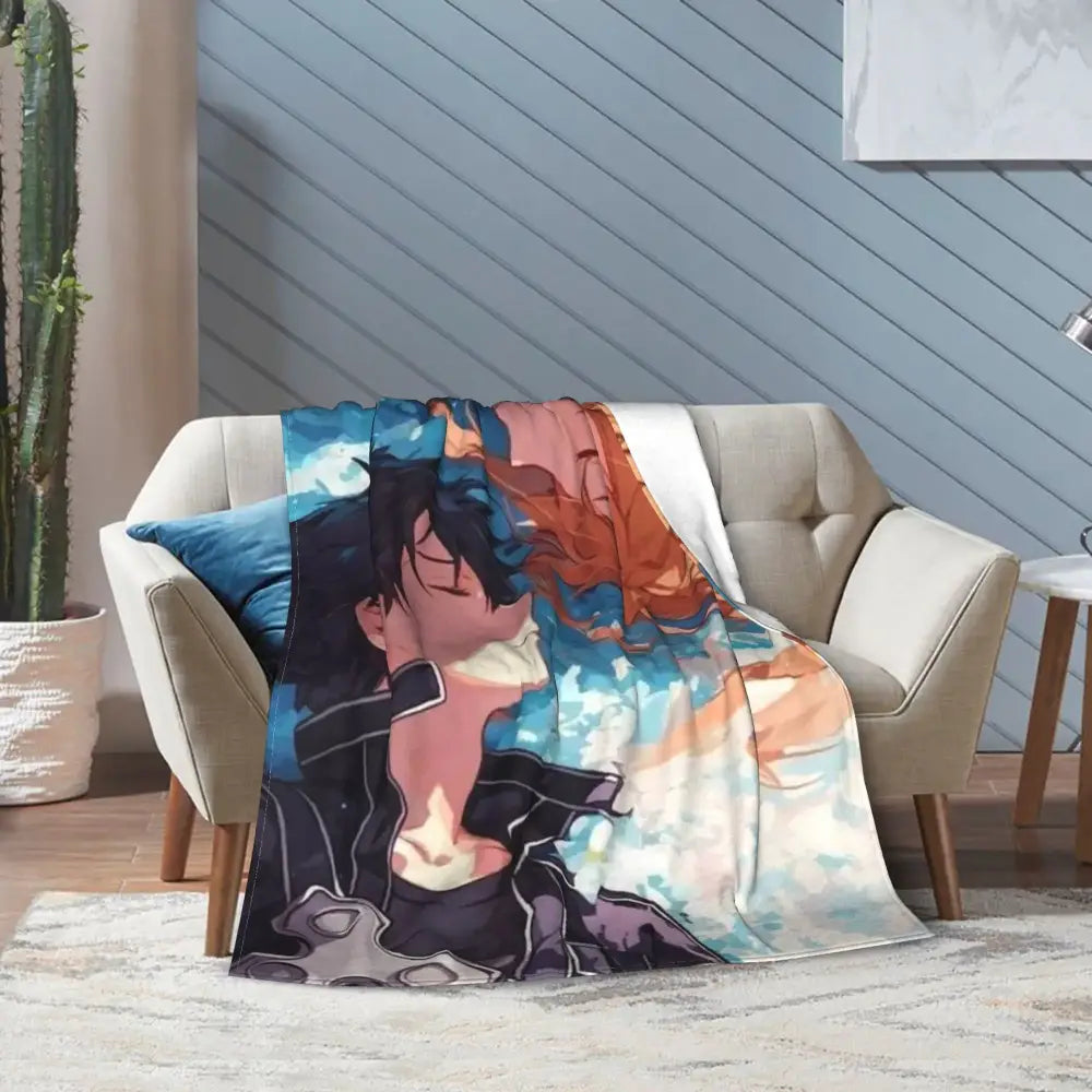 Sword Art Online Kirito Asuna Throw Blanket – Soft Fleece