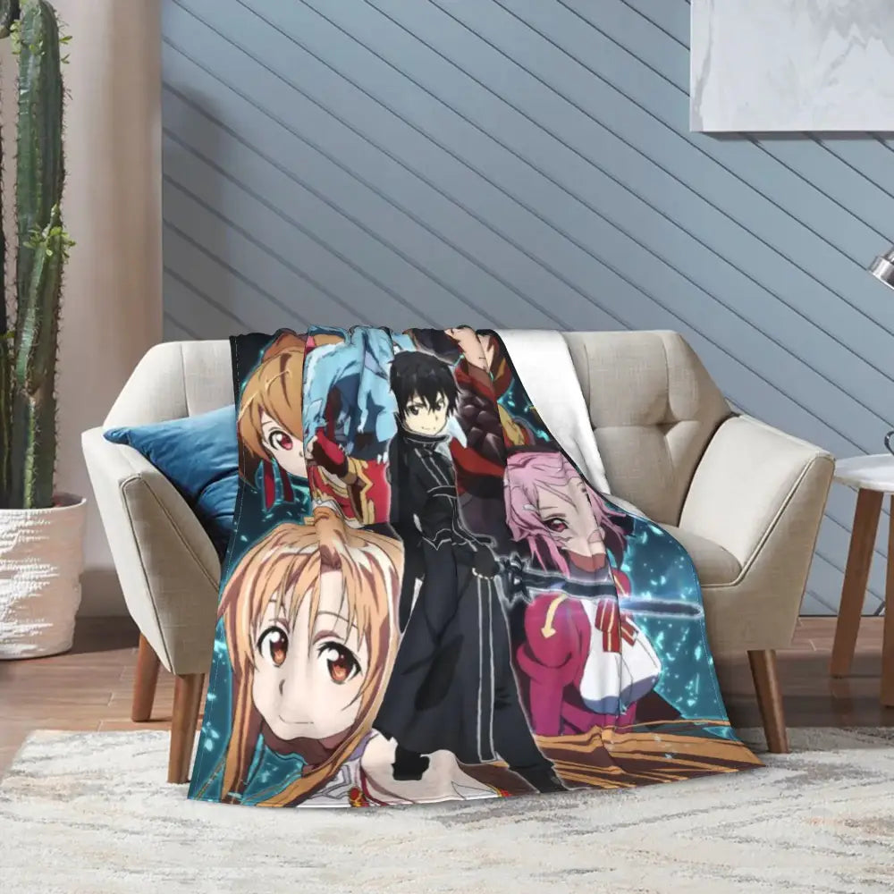 Sword Art Online Kirito Asuna Throw Blanket – Soft Fleece