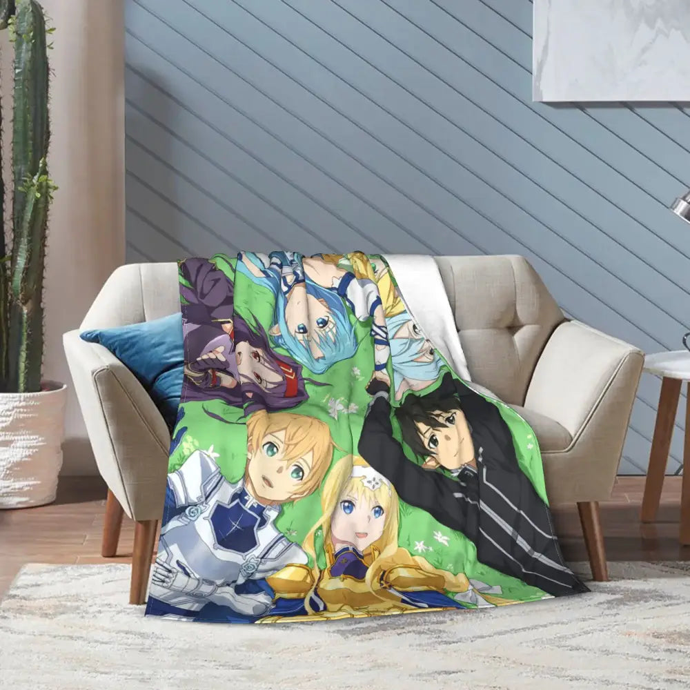 Sword Art Online Kirito Asuna Throw Blanket – Soft Fleece