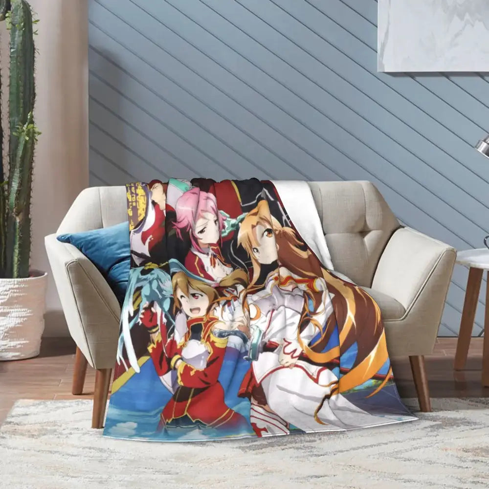 Sword Art Online Kirito Asuna Throw Blanket – Soft Fleece