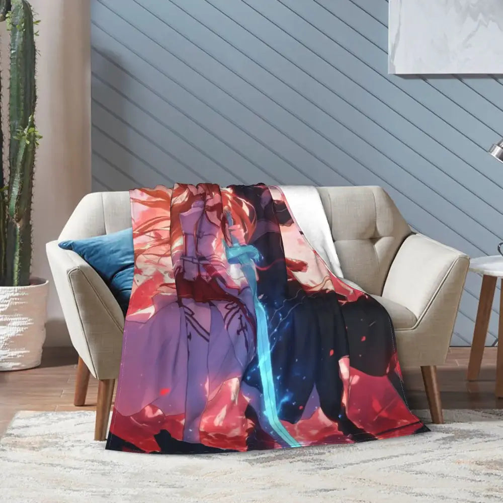 Sword Art Online Kirito Asuna Throw Blanket – Soft Fleece