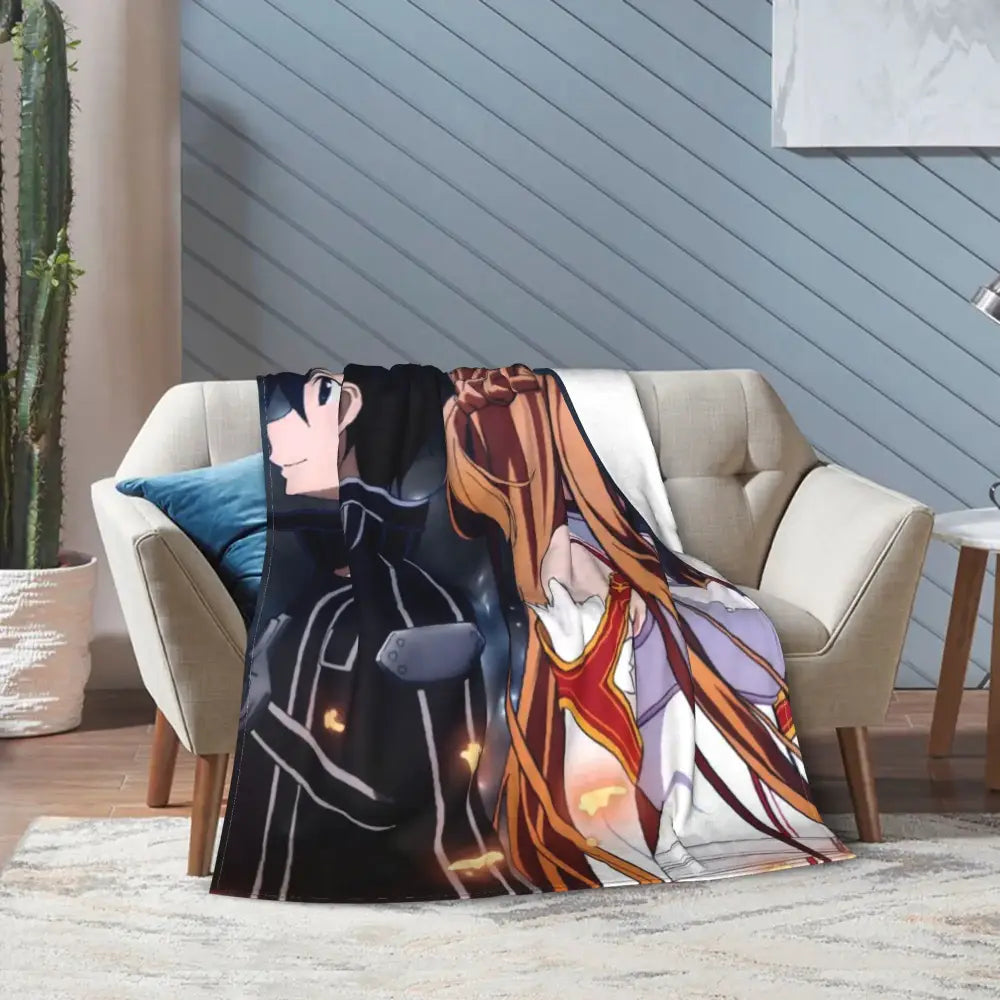 Sword Art Online Kirito Asuna Throw Blanket – Soft Fleece